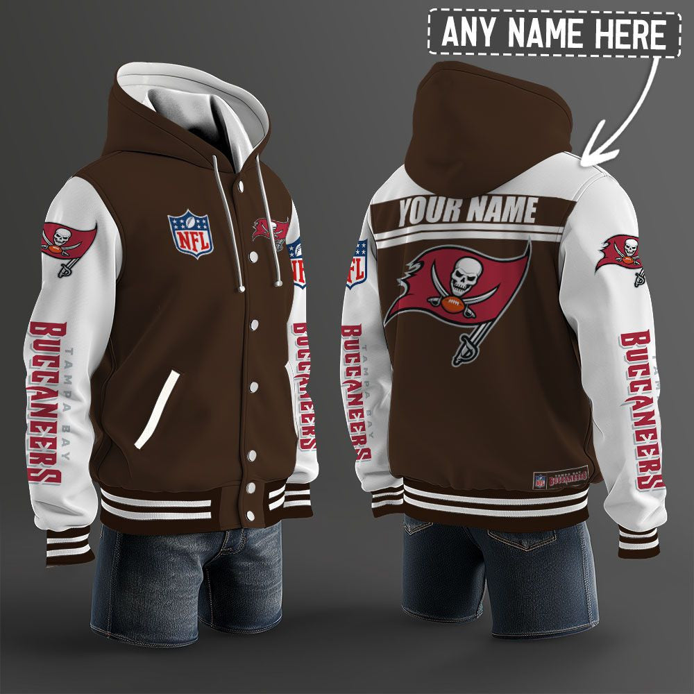 Tampa Bay Buccaneers Hooded Letterman Jacket Custom Name Brdct3da3005