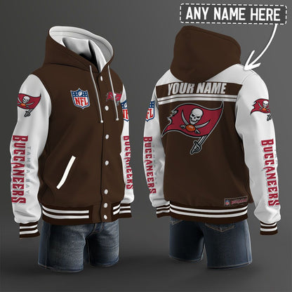 Tampa Bay Buccaneers Hooded Letterman Jacket Custom Name Brdct3da3005