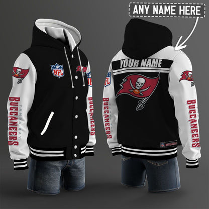 Tampa Bay Buccaneers Hooded Letterman Jacket Custom Name Brdct3da3005
