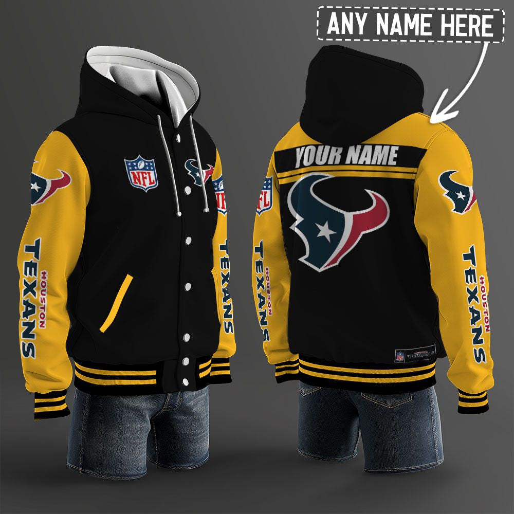 Houston Texans Hooded Letterman Jacket Custom Name Brdct3da1305