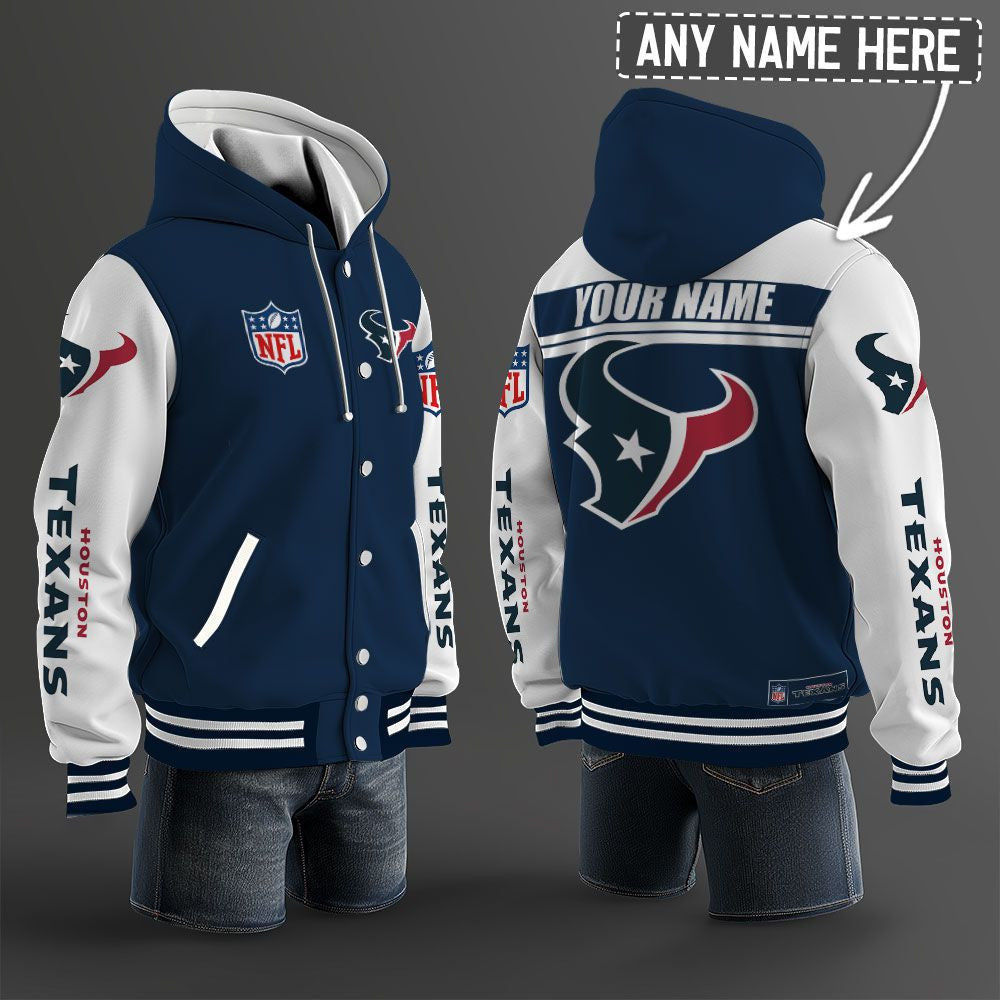 Houston Texans Hooded Letterman Jacket Custom Name Brdct3da1305