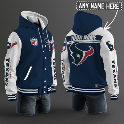 Houston Texans Hooded Letterman Jacket Custom Name Brdct3da1305