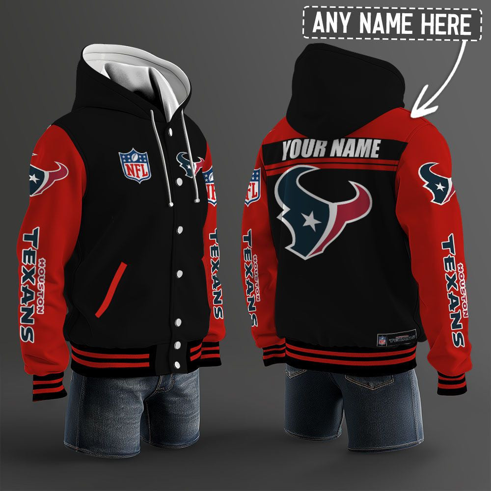 Houston Texans Hooded Letterman Jacket Custom Name Brdct3da1305