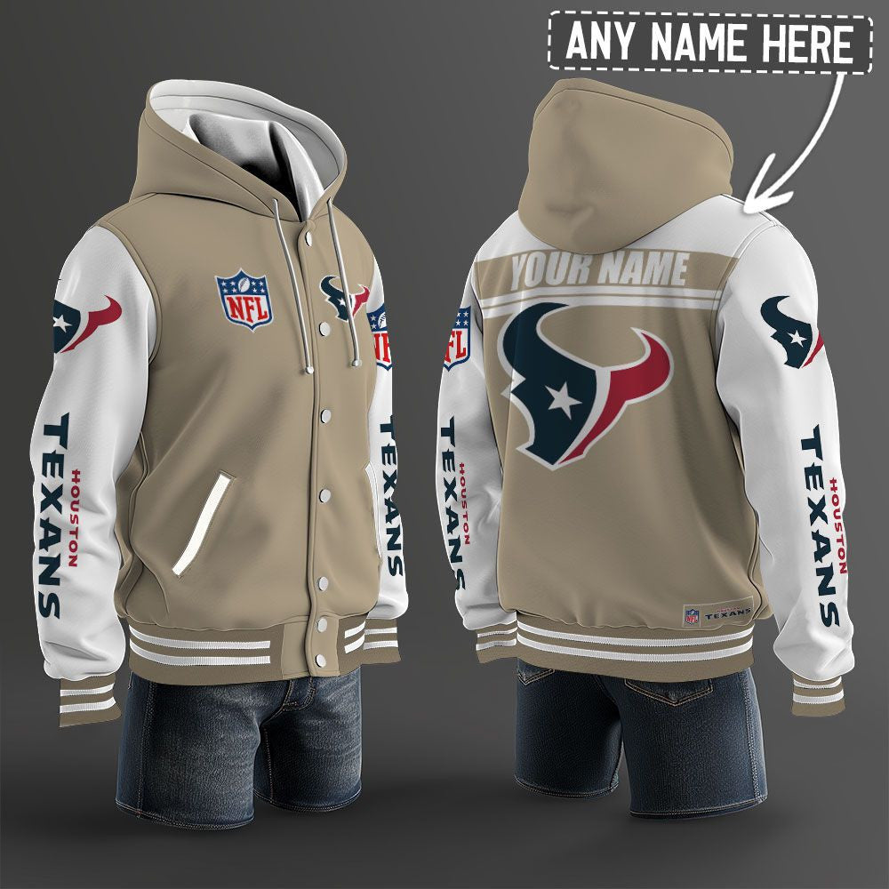 Houston Texans Hooded Letterman Jacket Custom Name Brdct3da1305