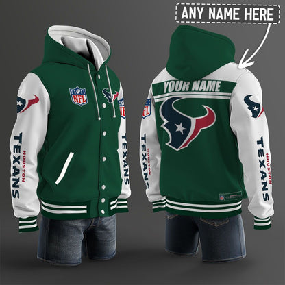 Houston Texans Hooded Letterman Jacket Custom Name Brdct3da1305