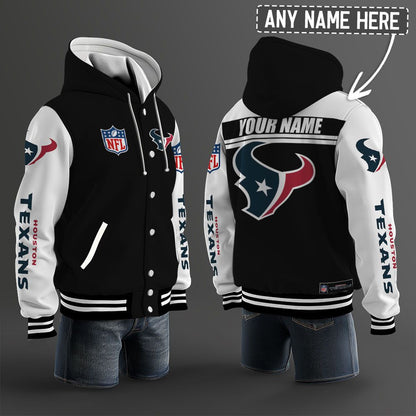 Houston Texans Hooded Letterman Jacket Custom Name Brdct3da1305