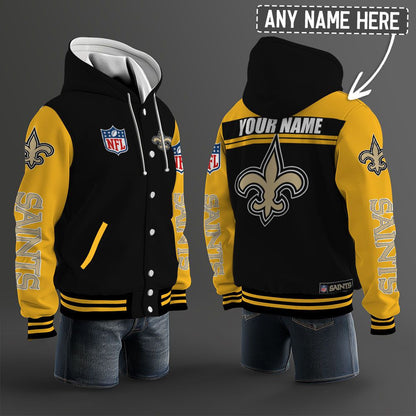 New Orleans Saints Hooded Letterman Jacket Custom Name Brdct3da2205
