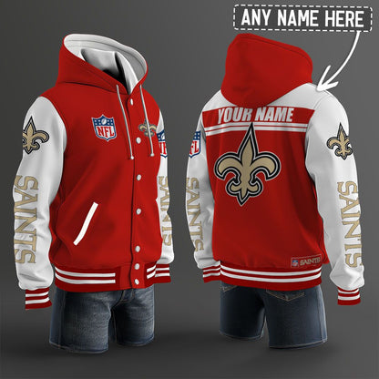 New Orleans Saints Hooded Letterman Jacket Custom Name Brdct3da2205