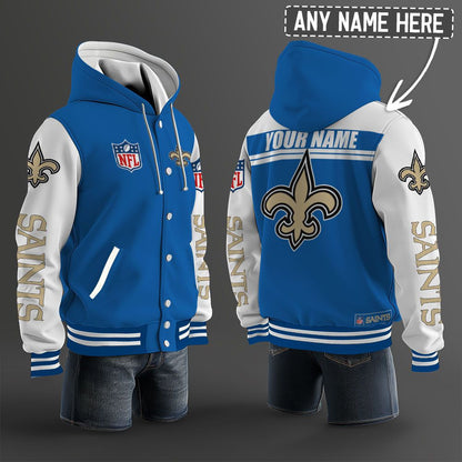 New Orleans Saints Hooded Letterman Jacket Custom Name Brdct3da2205