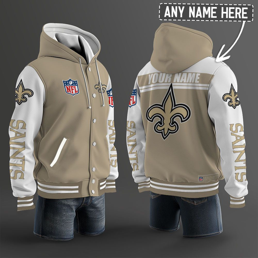 New Orleans Saints Hooded Letterman Jacket Custom Name Brdct3da2205