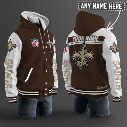 New Orleans Saints Hooded Letterman Jacket Custom Name Brdct3da2205
