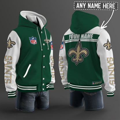 New Orleans Saints Hooded Letterman Jacket Custom Name Brdct3da2205