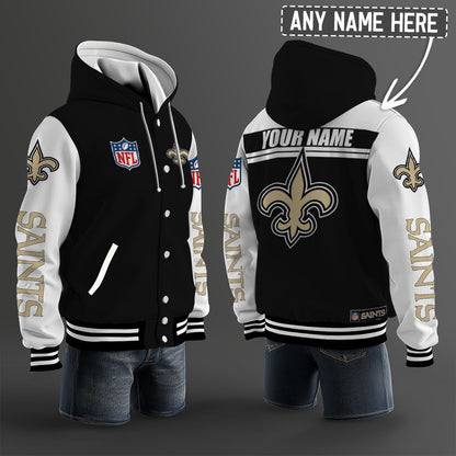New Orleans Saints Hooded Letterman Jacket Custom Name Brdct3da2205