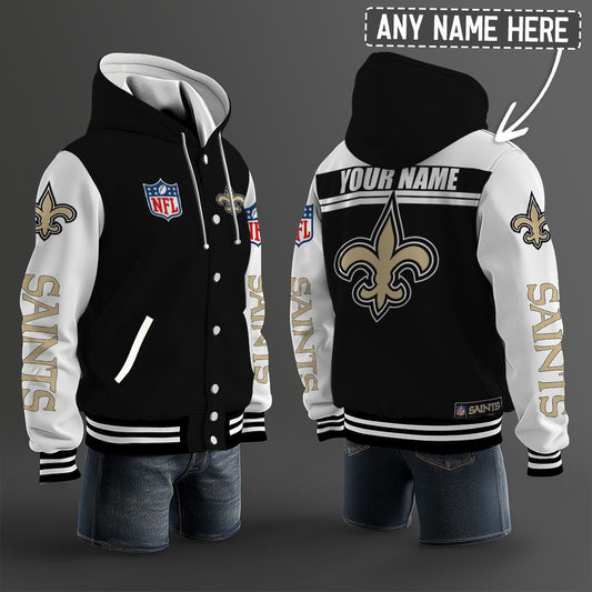 New Orleans Saints Hooded Letterman Jacket Custom Name Brdct3da2205