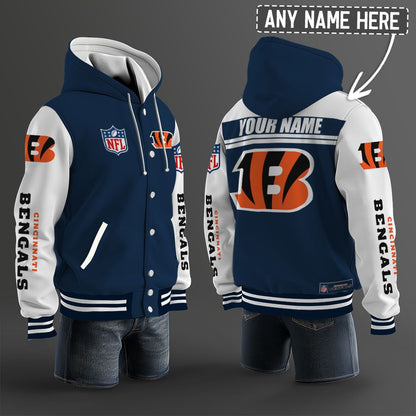 Cincinnati Bengals Hooded Letterman Jacket Custom Name Brdct3da0705