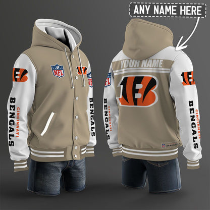 Cincinnati Bengals Hooded Letterman Jacket Custom Name Brdct3da0705