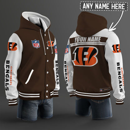 Cincinnati Bengals Hooded Letterman Jacket Custom Name Brdct3da0705