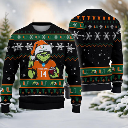 Miami Hurricanes Custom Chrismas Ugly Sweater