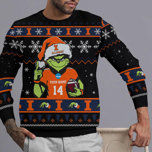 Illinois Fighting Illini Custom Chrismas Ugly Sweater