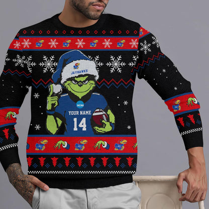 Kansas Jayhawks Custom Chrismas Ugly Sweater