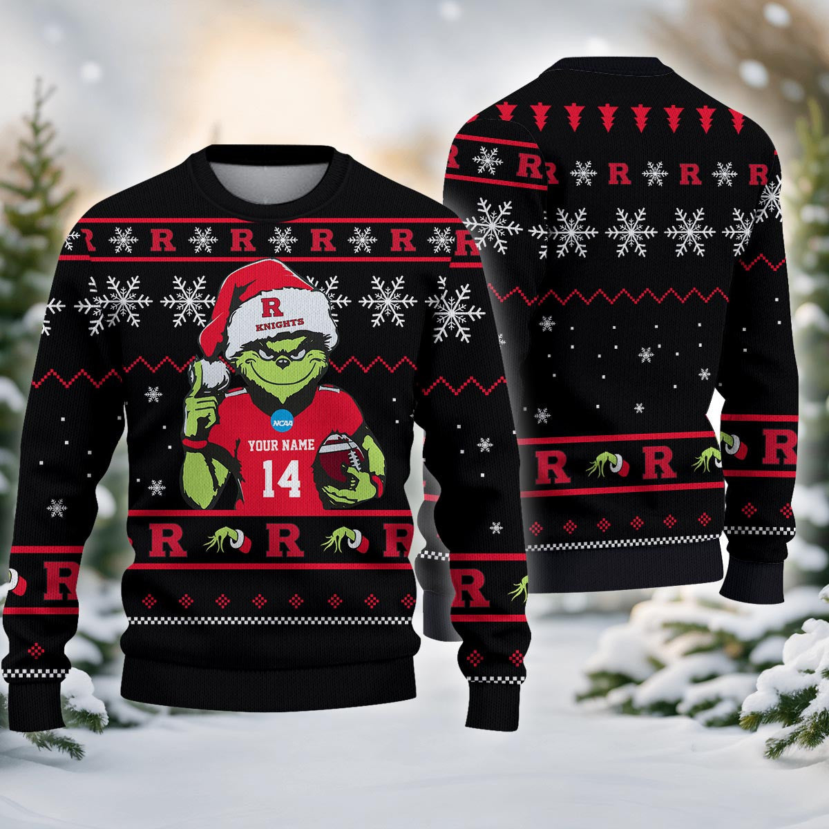 Rutgers Scarlet Knights Custom Chrismas Ugly Sweater