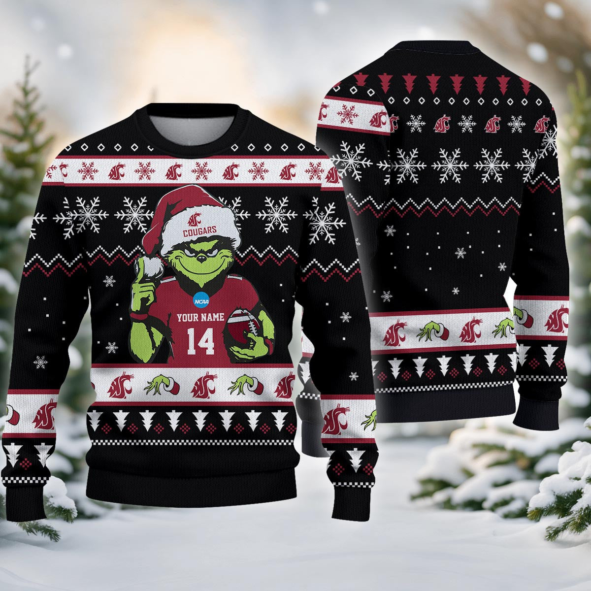 Washington State Cougars Custom Chrismas Ugly Sweater