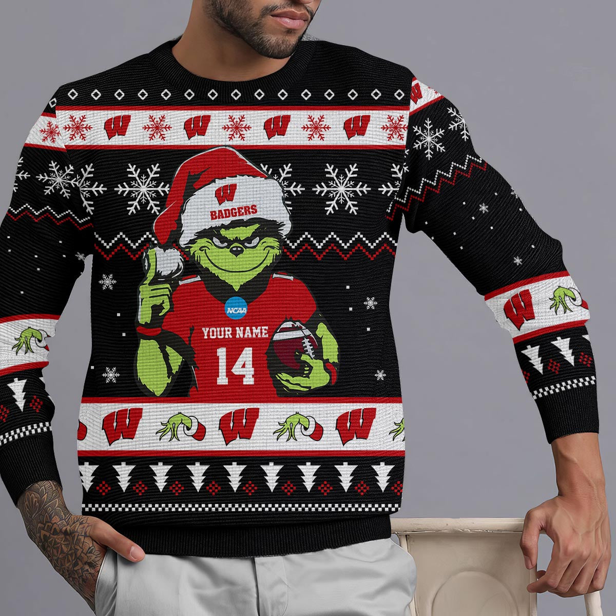 Wisconsin Badgers Custom Chrismas Ugly Sweater