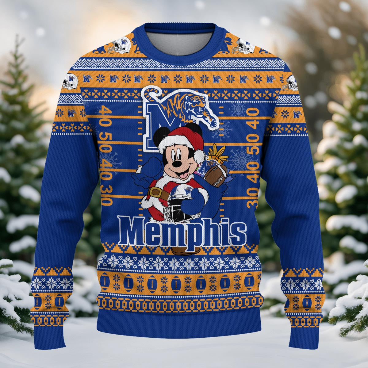 Memphis Tigers Mickey Mouse Santa Ugly Christmas Sweater