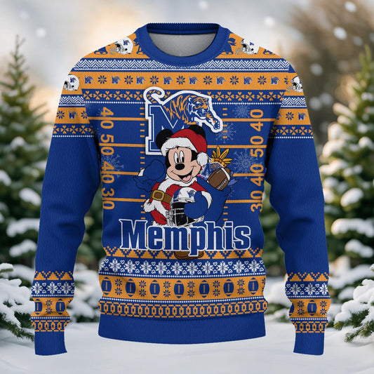 Memphis Tigers Mickey Mouse Santa Ugly Christmas Sweater