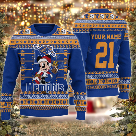 Memphis Tigers Mickey Mouse Santa Ugly Christmas Sweater
