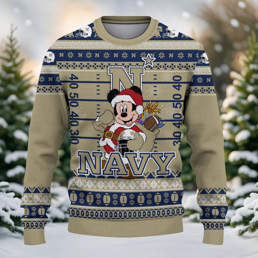 Navy Midshipmen Mickey Mouse Santa Ugly Christmas Sweater