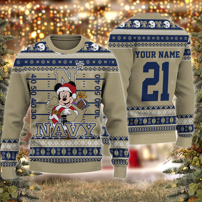 Navy Midshipmen Mickey Mouse Santa Ugly Christmas Sweater