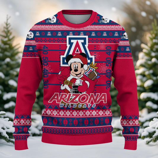 Arizona Wildcats Mickey Mouse Santa Ugly Christmas Sweater