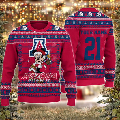 Arizona Wildcats Mickey Mouse Santa Ugly Christmas Sweater