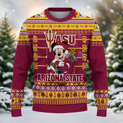 Arizona State Sun Devils Mickey Mouse Santa Ugly Christmas Sweater