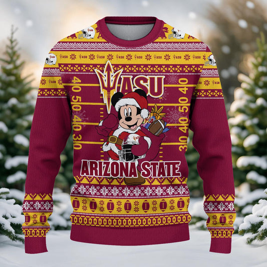 Arizona State Sun Devils Mickey Mouse Santa Ugly Christmas Sweater
