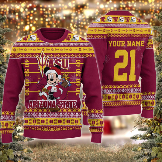 Arizona State Sun Devils Mickey Mouse Santa Ugly Christmas Sweater