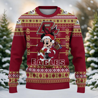 Boston College Eagles Mickey Mouse Santa Ugly Christmas Sweater