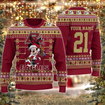 Boston College Eagles Mickey Mouse Santa Ugly Christmas Sweater