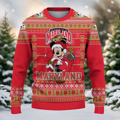 Maryland Terrapins Mickey Mouse Santa Ugly Christmas Sweater