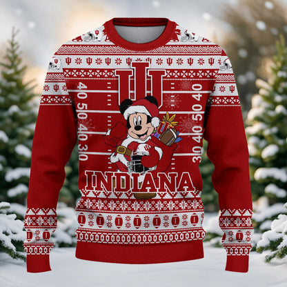 Indiana Hoosiers Mickey Mouse Santa Ugly Christmas Sweater