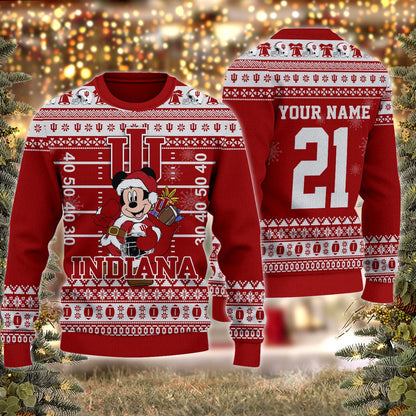 Indiana Hoosiers Mickey Mouse Santa Ugly Christmas Sweater