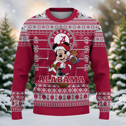 Alabama Crimson Tide Mickey Mouse Santa Ugly Christmas Sweater