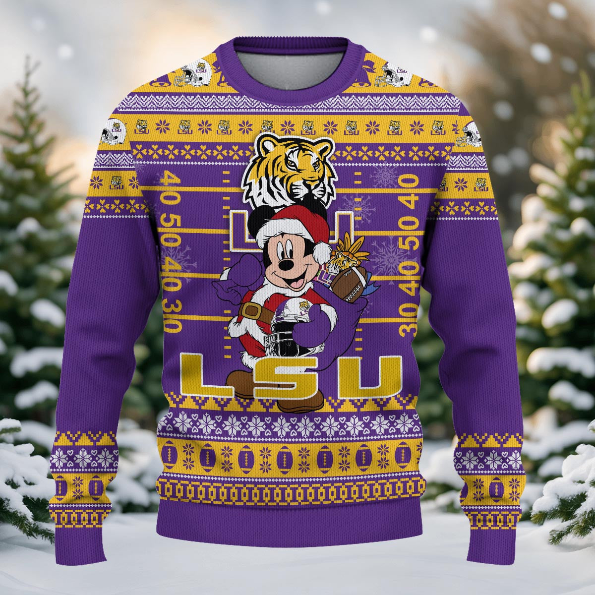 Lsu Tigers Mickey Mouse Santa Ugly Christmas Sweater