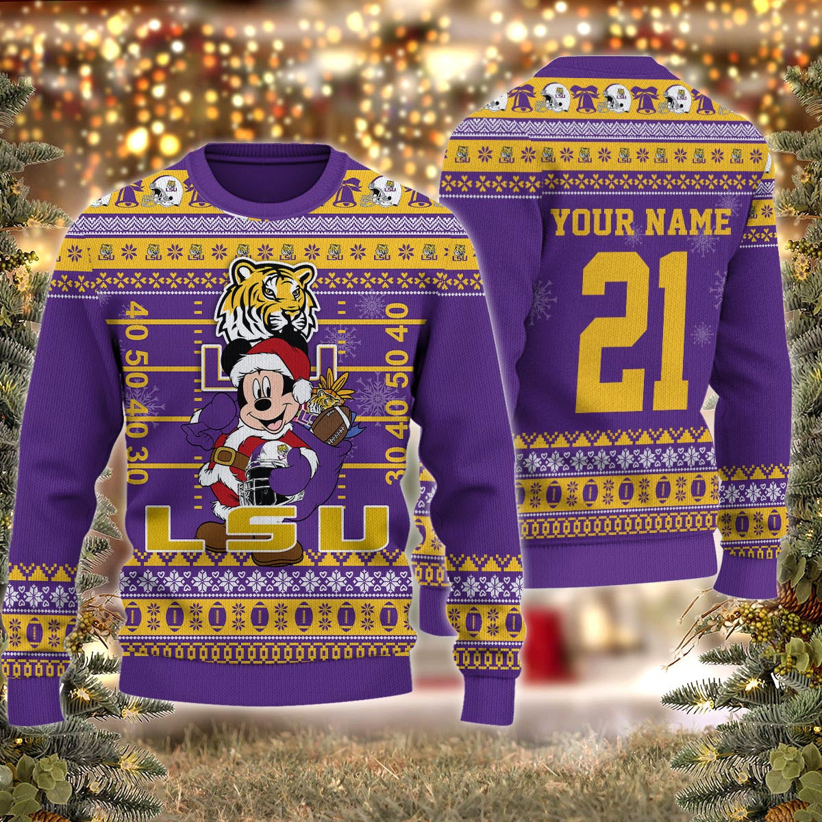 Lsu Tigers Mickey Mouse Santa Ugly Christmas Sweater
