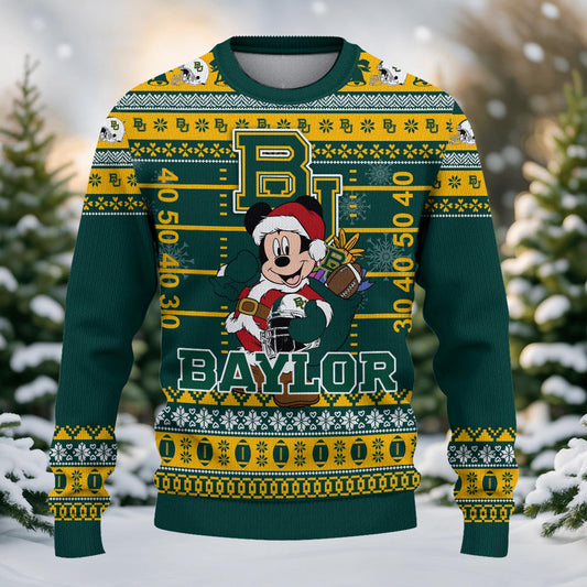 Baylor Bears Mickey Mouse Santa Ugly Christmas Sweater