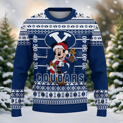 Byu Cougars Mickey Mouse Santa Ugly Christmas Sweater