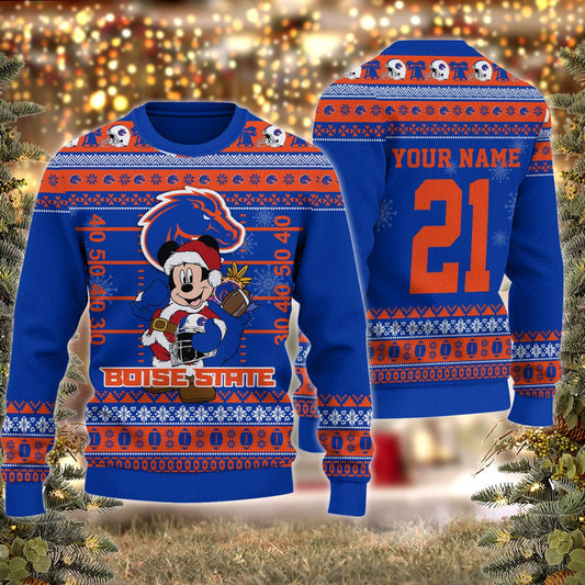 Boise State Broncos Mickey Mouse Santa Ugly Christmas Sweater