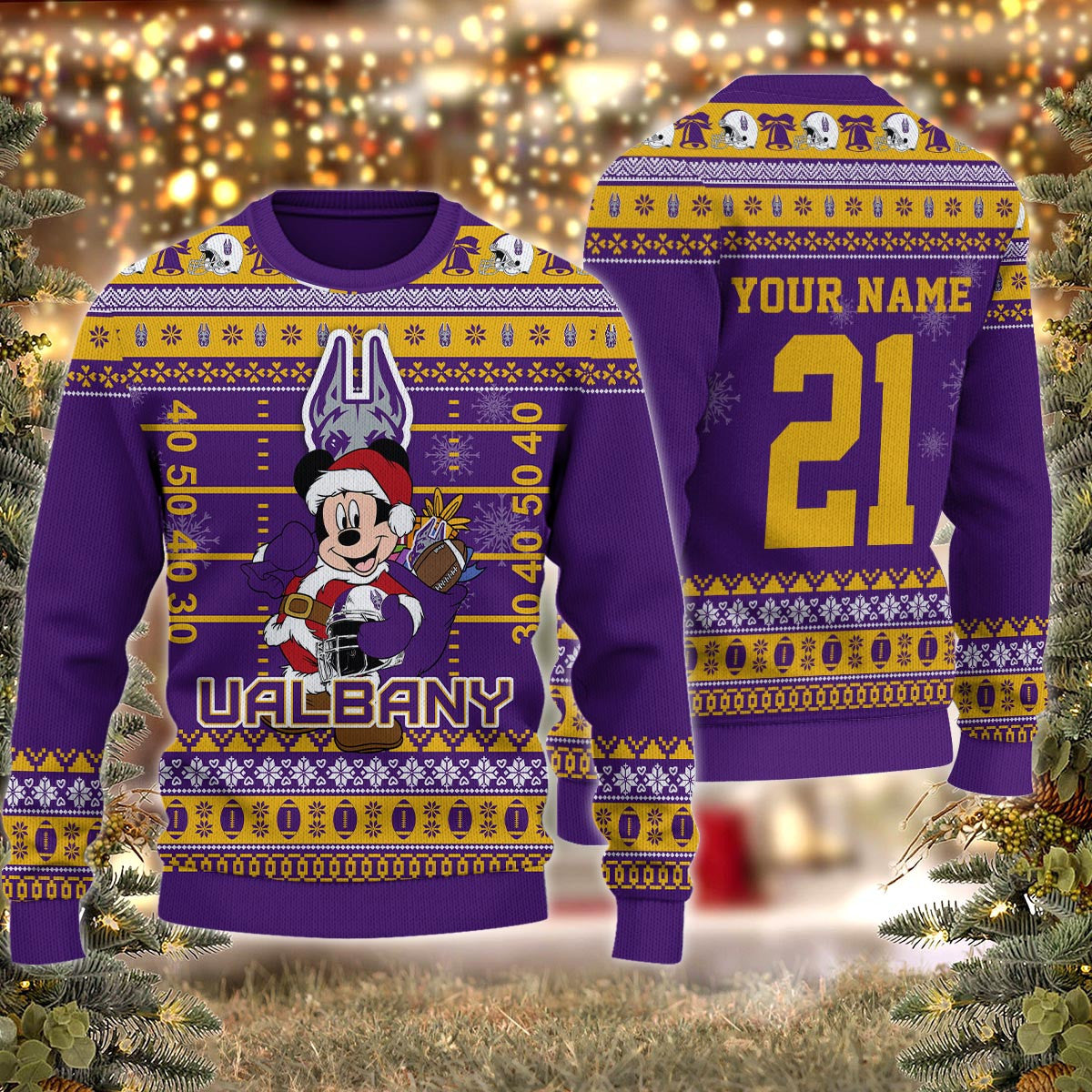 Albany Great Danes Mickey Mouse Santa Ugly Christmas Sweater
