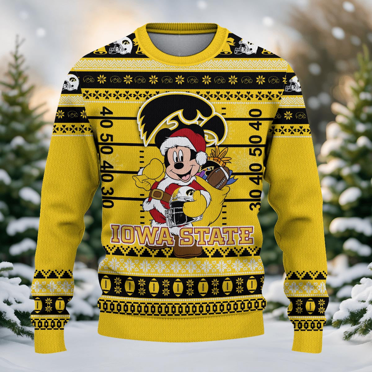Lowa State Cyclones Mickey Mouse Santa Ugly Christmas Sweater